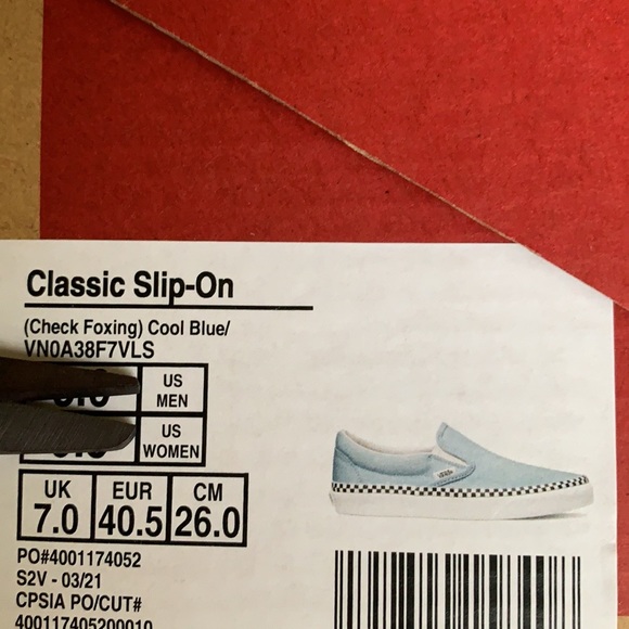 VANS CLASSIC SLIP-ON CHECK FOXING COOL BLUE WMNS - Picture 17 of 17